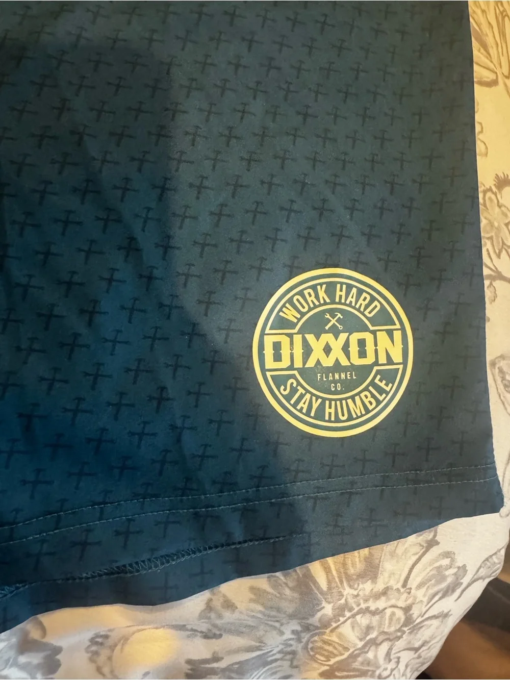DIXXON Men's Deep Teal Board Shorts with Navy Waistband